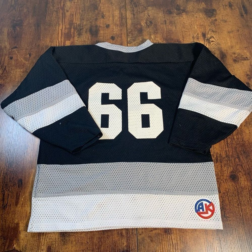 Vintage Black,Blue & Purple Texas Roadrunner Hockey Jersey #66 Youth Size Large - Picture 3 of 6